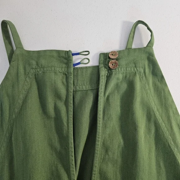 Pilcro Anthropologie Kayla Flounce Green Denim Drop Waist Mini Dress Sz M - Picture 8 of 13